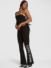 Victoria's Secret PINK Black Shine Foldover Leggings - Image 1 of 2