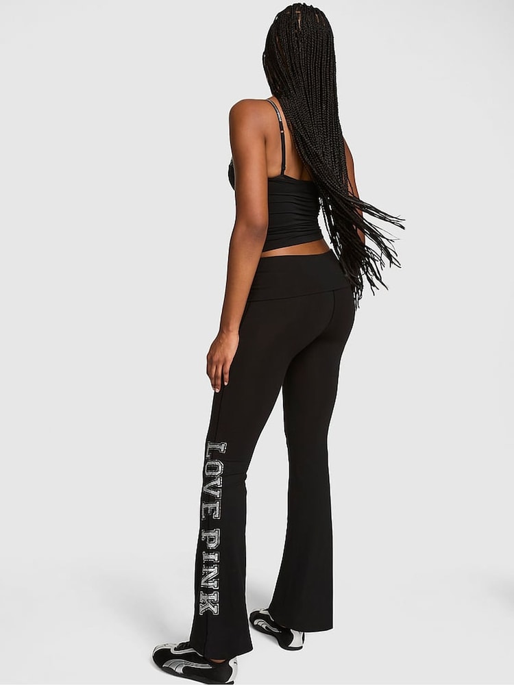 Victoria's Secret PINK Black Shine Foldover Leggings - Image 2 of 2