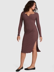 Victoria's Secret Pink Coco Crush Brown Ribbed Midi Dress - Image 1 of 2