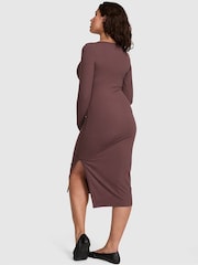 Victoria's Secret Pink Coco Crush Brown Ribbed Midi Dress - Image 2 of 2
