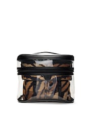 Victoria's Secret Brown Tiger Stripe 4 Piece Makeup Bag - Image 1 of 3