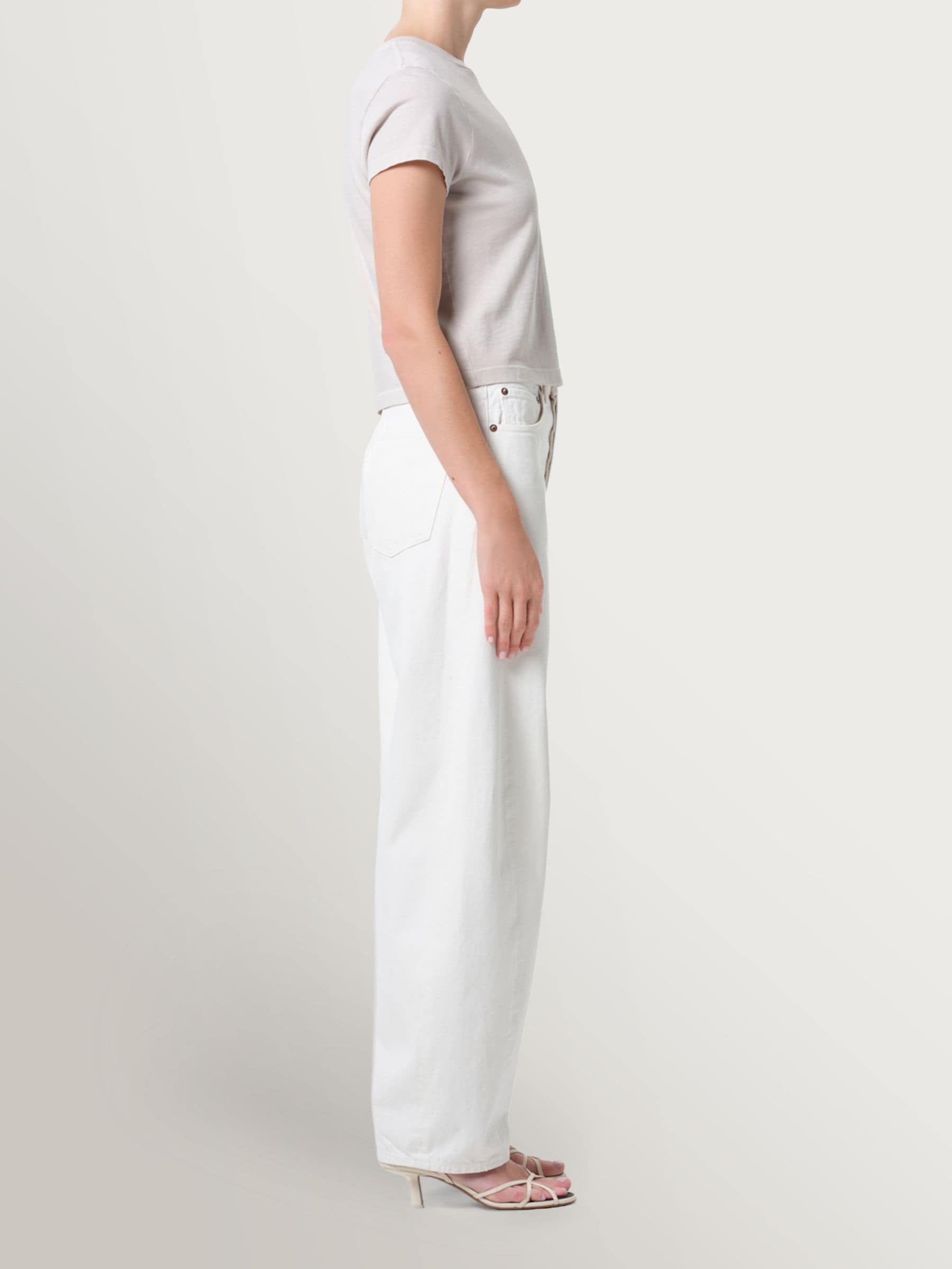 Buy AGOLDE Chalk White Luna Pieced High Rise Barrel Taper Jeans