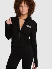 Victoria's Secret Pink Black Shine Cropped Hoodie - Image 1 of 2