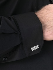 ブラック - D 555 Oliver アルティメットシミ防止加工ノンアイロンストレッチシャツ - 画像 4 / 9