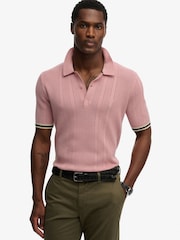 سپر ڈری بنا ہوا بناوٹ کی چھوٹی بازو پولو شرٹ - تصویر 1 از 7