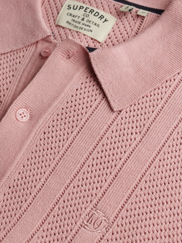 سپر ڈری بنا ہوا بناوٹ کی چھوٹی بازو پولو شرٹ - تصویر 7 از 7