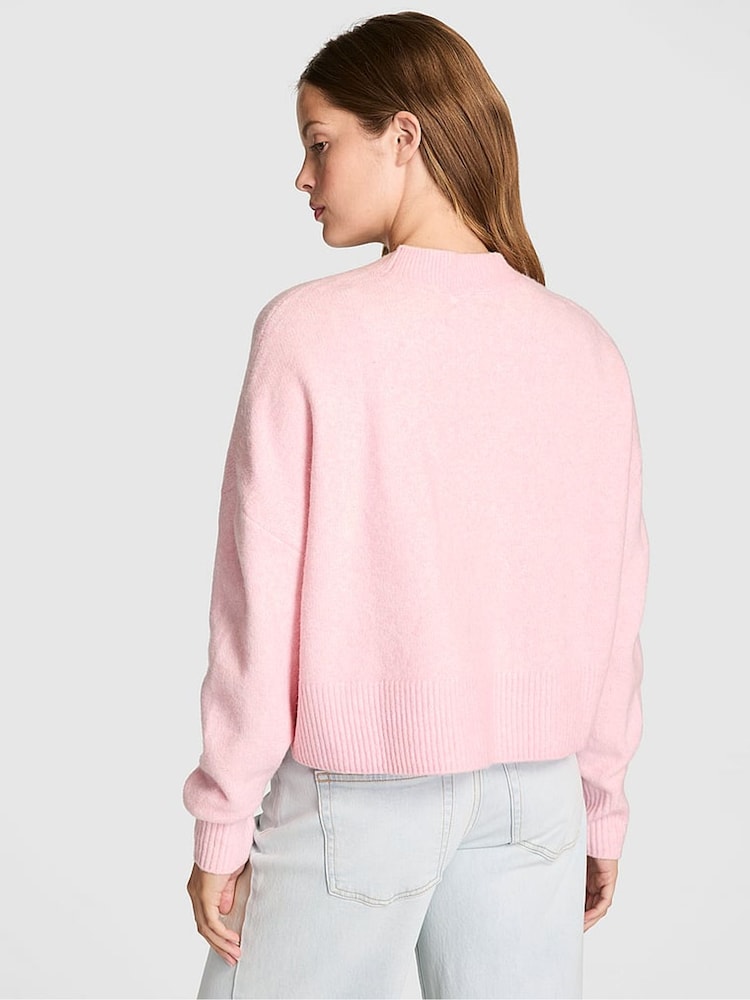 Victoria's Secret Pink Coconut Pink Cropped V-Neck Cardigan - Image 2 of 2 Victoria's Secret Pink Coconut Pink Cropped V-Neck Cardigan - Image 2 of 2
