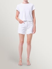 AGOLDE White Parker Long Distressed Denim Shorts - Image 1 of 10