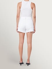 AGOLDE White Parker Long Distressed Denim Shorts - Image 3 of 10