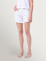AGOLDE White Parker Long Distressed Denim Shorts - Image 4 of 10