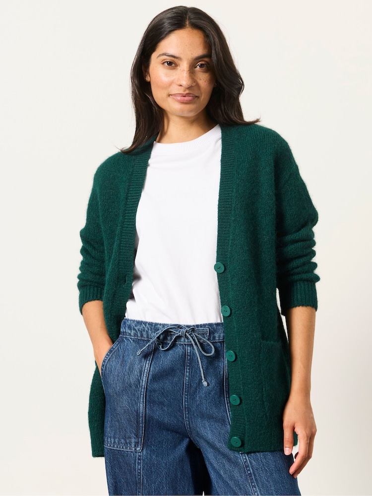 FatFace Lou Jade Green Longline Knitted Cardigan - Image 1 of 5 FatFace Lou Jade Green Longline Knitted Cardigan - Image 1 of 5