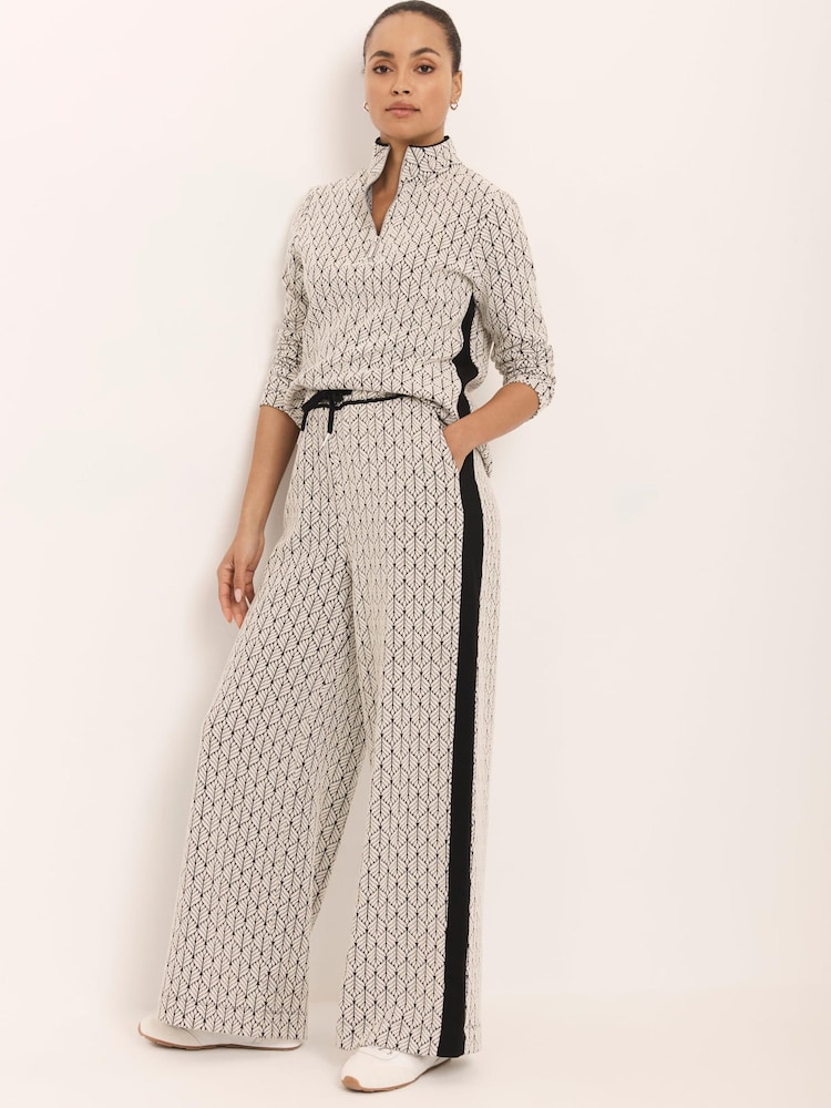 Mint Velvet Black Jacquard Wide Trousers - Image 1 of 8 Mint Velvet Black Jacquard Wide Trousers - Image 1 of 8