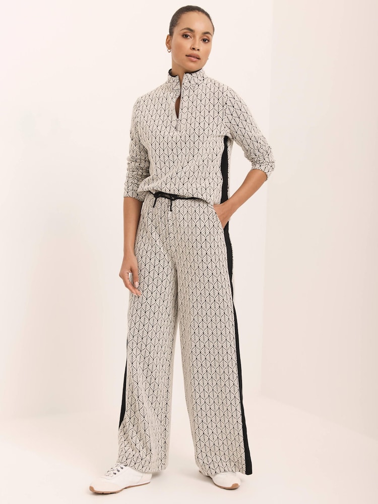 Mint Velvet Black Jacquard Wide Trousers - Image 2 of 8 Mint Velvet Black Jacquard Wide Trousers - Image 2 of 8