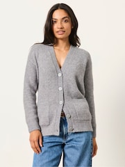 FatFace Lou Mid Grey Longline Knitted Cardigan - Image 1 of 6