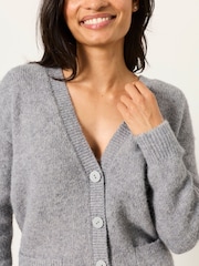 FatFace Lou Mid Grey Longline Knitted Cardigan - Image 3 of 6
