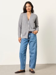 FatFace Lou Mid Grey Longline Knitted Cardigan - Image 4 of 6