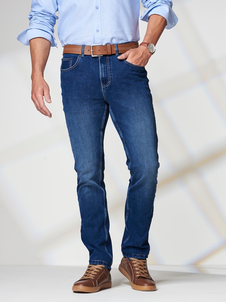 Cotton Traders Blue Ultimate Comfort 4-Way Stretch Slim Fit Jeans - Image 3 of 3