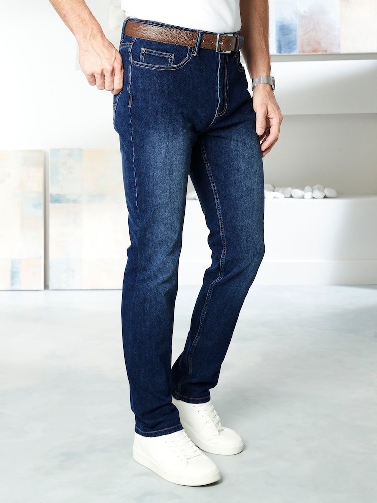 Cotton Traders Blue Ultimate Comfort 4-Way Stretch Slim Fit Jeans - Image 1 of 3