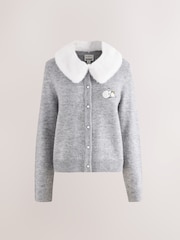 Cath Kidston Grey Moomins Faux Fur Collar Cardigan - Image 1 of 3