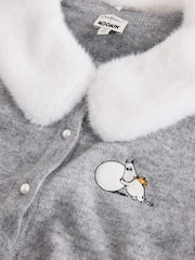 Cath Kidston Grey Moomins Faux Fur Collar Cardigan - Image 3 of 3
