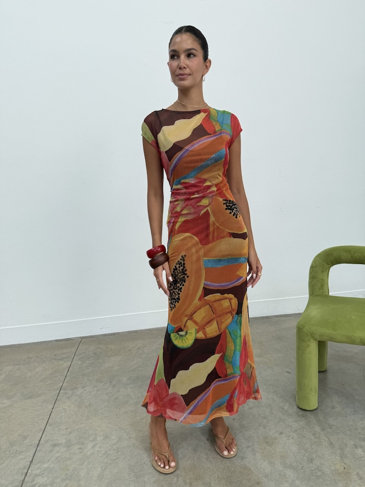 Never Fully Dressed Orange Rio Mesh Dress - Image 1 of 5