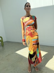 Never Fully Dressed Orange Rio Mesh Dress - Image 3 of 5