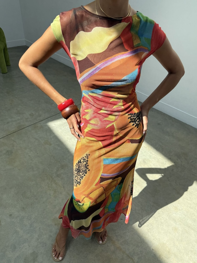 Never Fully Dressed Orange Rio Mesh Dress - Image 5 of 5