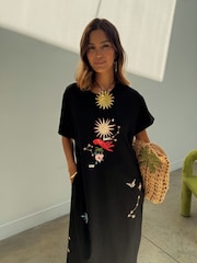 Never Fully Dressed Black Celestial T-Shirt Dress - Image 1 of 5