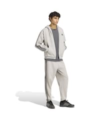 Ljus Grå - adidas Essentials 3-Stripes Fleece Full-Zip Hoodie - Bild 3 av 6