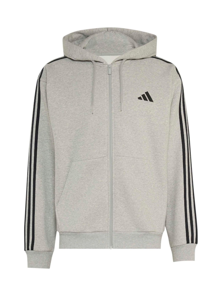 Ljus Grå - adidas Essentials 3-Stripes Fleece Full-Zip Hoodie - Bild 6 av 6