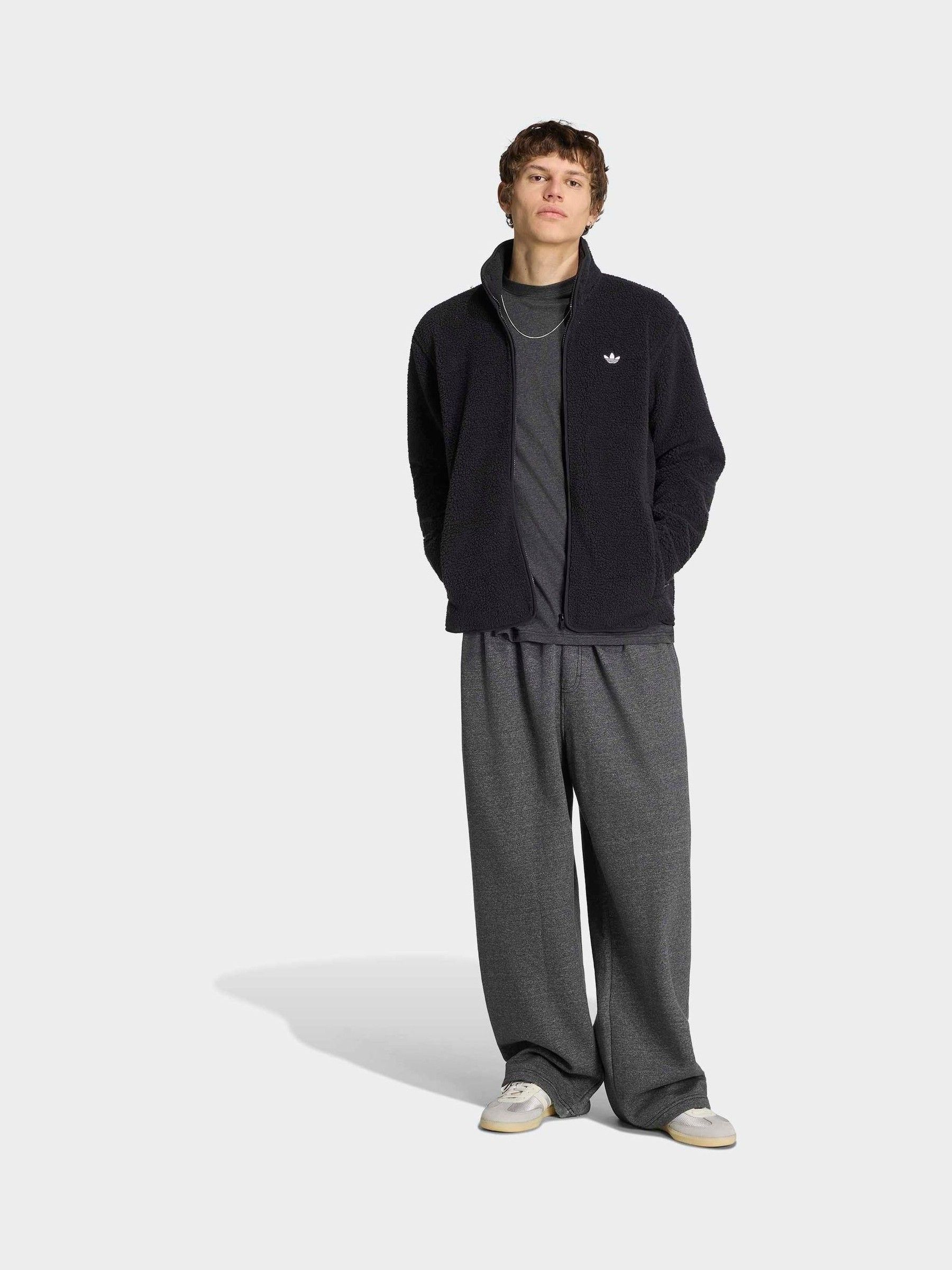 Buy adidas Originals Black Trefoil Essentials Teddy Fleece from
