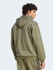 Grön - adidas Essentials 3-Stripes Fleece Full-Zip Hoodie - Bild 2 av 6