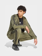 Grön - adidas Essentials 3-Stripes Fleece Full-Zip Hoodie - Bild 3 av 6