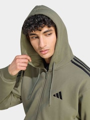 Grön - adidas Essentials 3-Stripes Fleece Full-Zip Hoodie - Bild 4 av 6