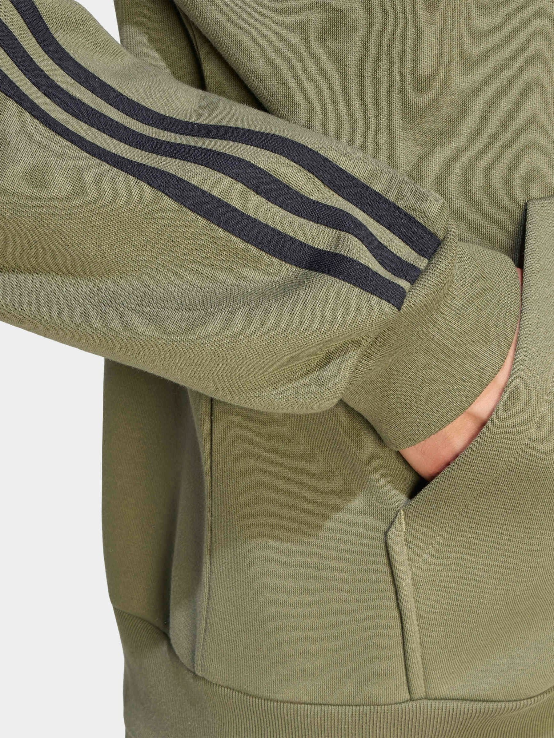 Satın al Yeşil - adidas Temel 3Çizgi Polar Tam Fermuarlı Kapüşonlu