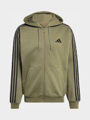 Grön - adidas Essentials 3-Stripes Fleece Full-Zip Hoodie - Bild 6 av 6