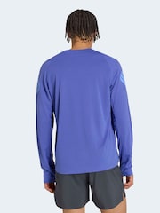 כחול  - adidas חולצת טי עם שרוולים ארוכים, דגם Adi365 Iconic/// Running - תמונה 2 מתוך 6