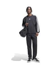 Sort - adidas Essentials 3-Striber fleecetilspidsede joggingbukser med manchetter - Billede 3 af 6