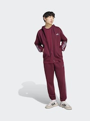 Burgundy - adidas Essentials 3-Stripes Fleece Full-Zip Hoodie - Bild 3 av 6