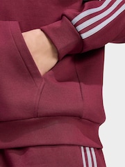 Burgundy - adidas Essentials 3-Stripes Fleece Full-Zip Hoodie - Bild 4 av 6