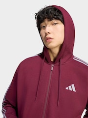 Burgundy - adidas Essentials 3-Stripes Fleece Full-Zip Hoodie - Bild 5 av 6