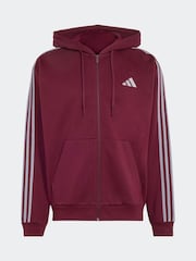 Burgundy - adidas Essentials 3-Stripes Fleece Full-Zip Hoodie - Bild 6 av 6