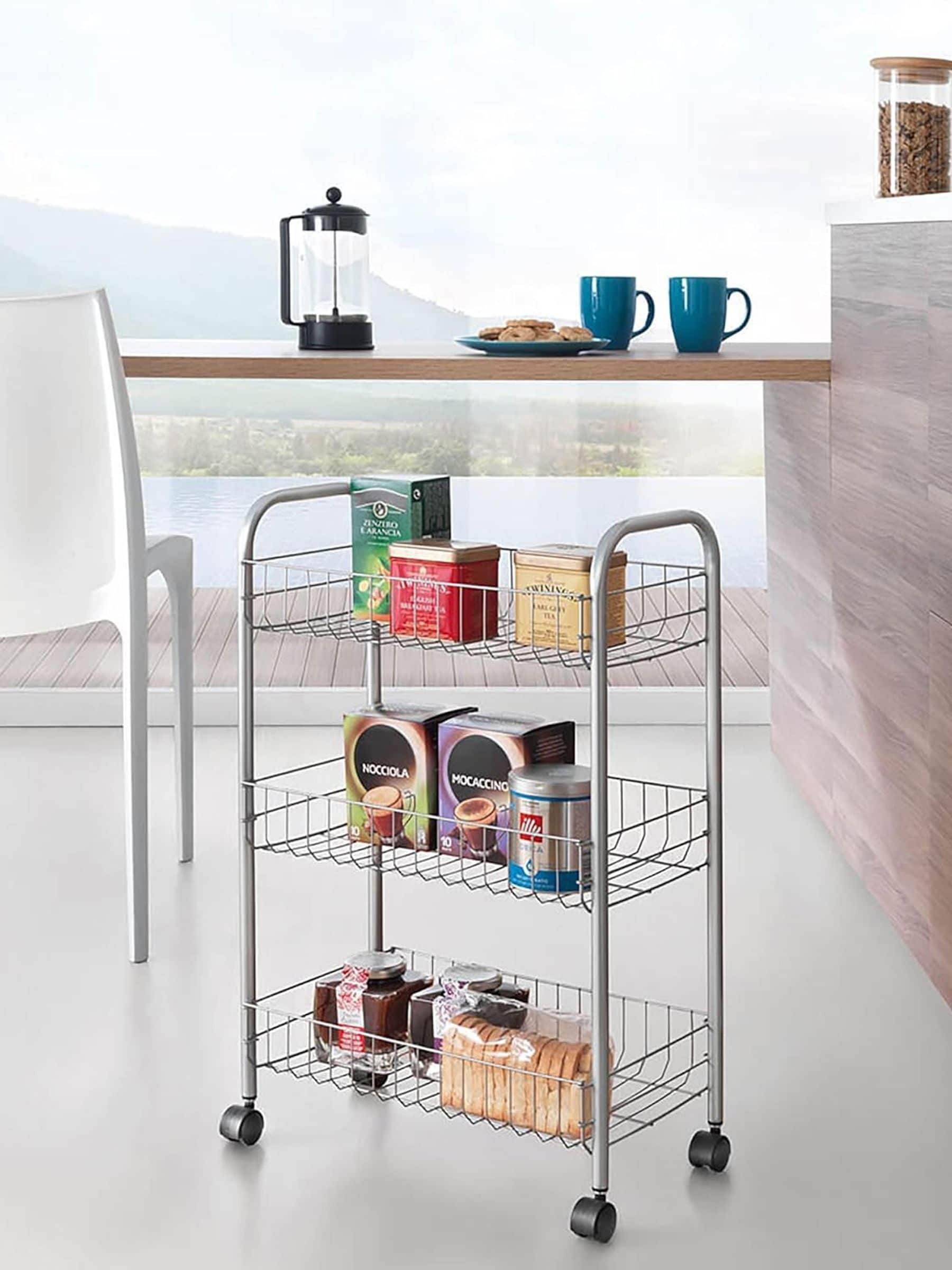 Metaltex Lugano Kitchen Cart With 3 Shelves And Wheels - Image 2