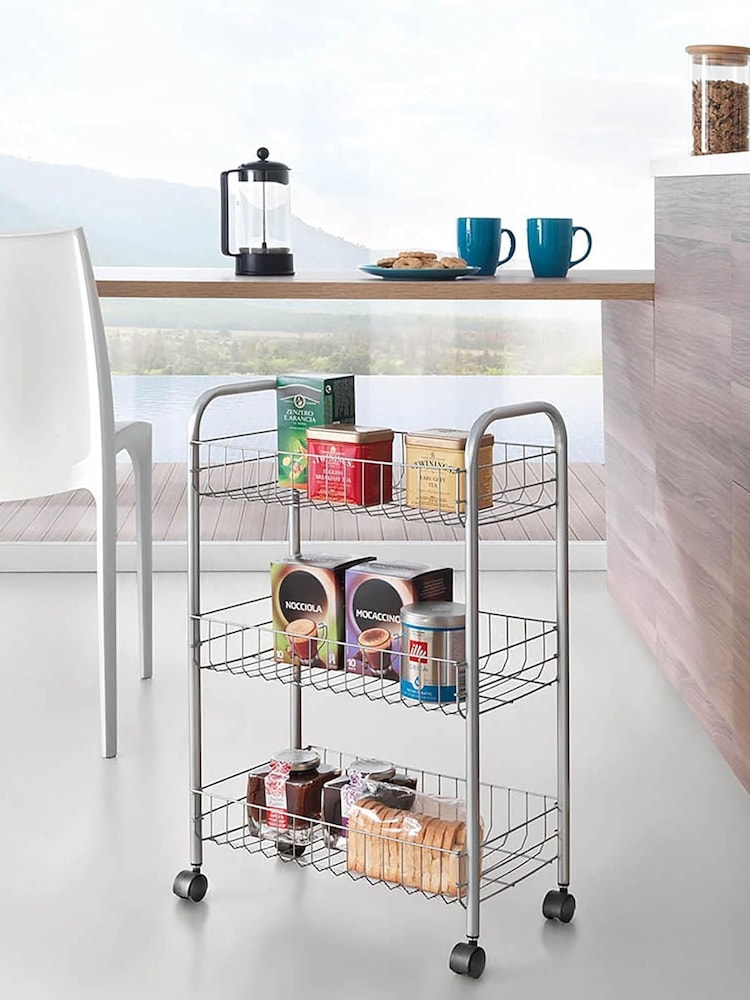 metaltex Silver Lugano Storage Rolling Cart - Image 1 of 5