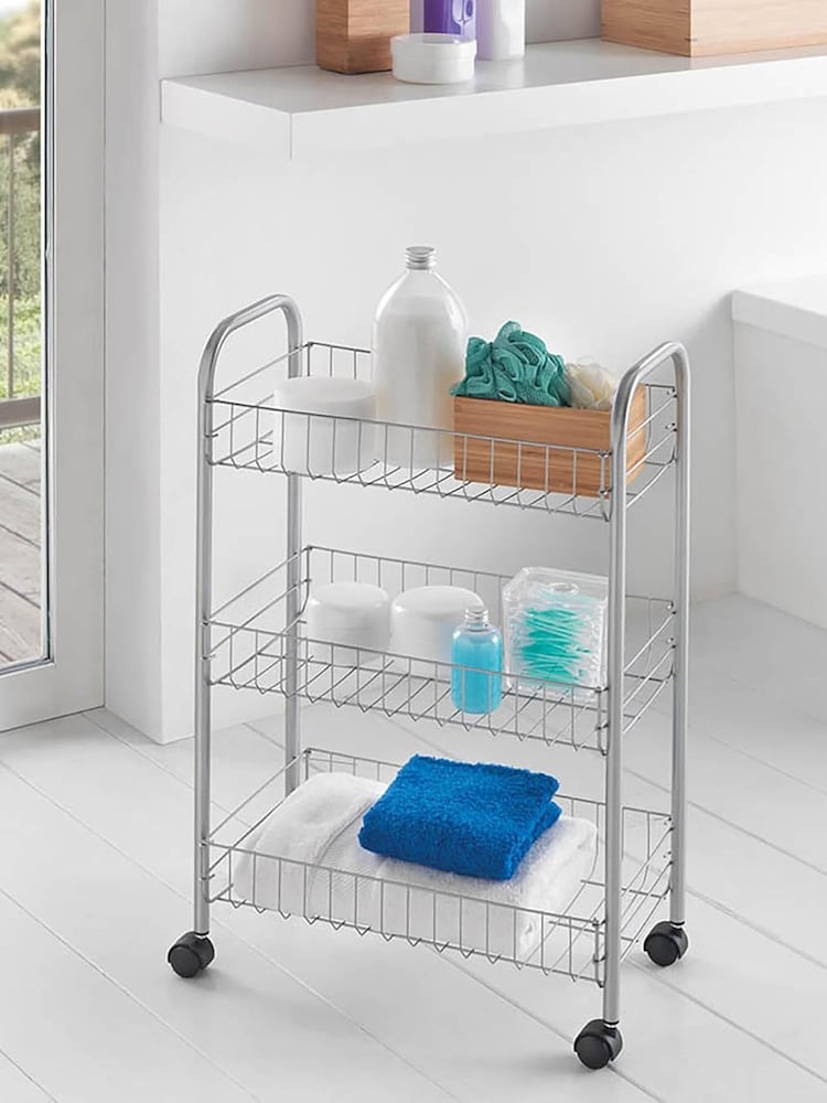 metaltex Silver Lugano Storage Rolling Cart - Image 2 of 5