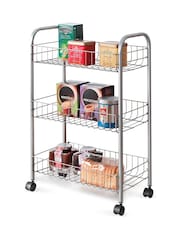metaltex Silver Lugano Storage Rolling Cart - Image 3 of 5