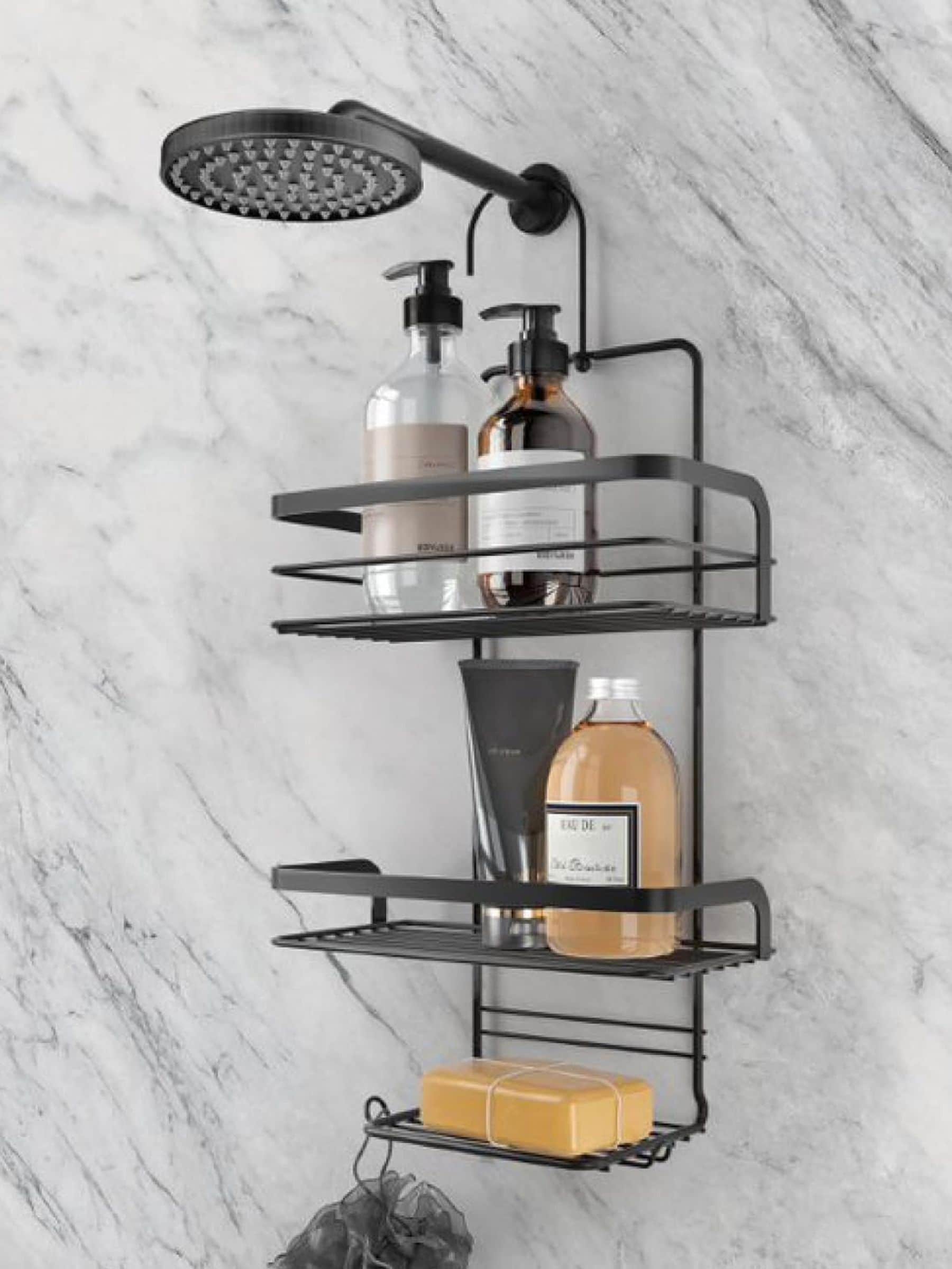 B&Q - 3-Tier Douche Rack With Hook Black - Image 2