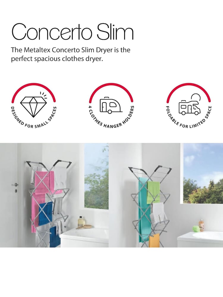 metaltex Silver Concerto Slim Airer Laundry Dryer - Image 2 of 3 metaltex Silver Concerto Slim Airer Laundry Dryer - Image 2 of 3