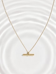 Gold Tone Waterproof Stainless Steel Dainty T-Bar Necklace - Image 1 of 4