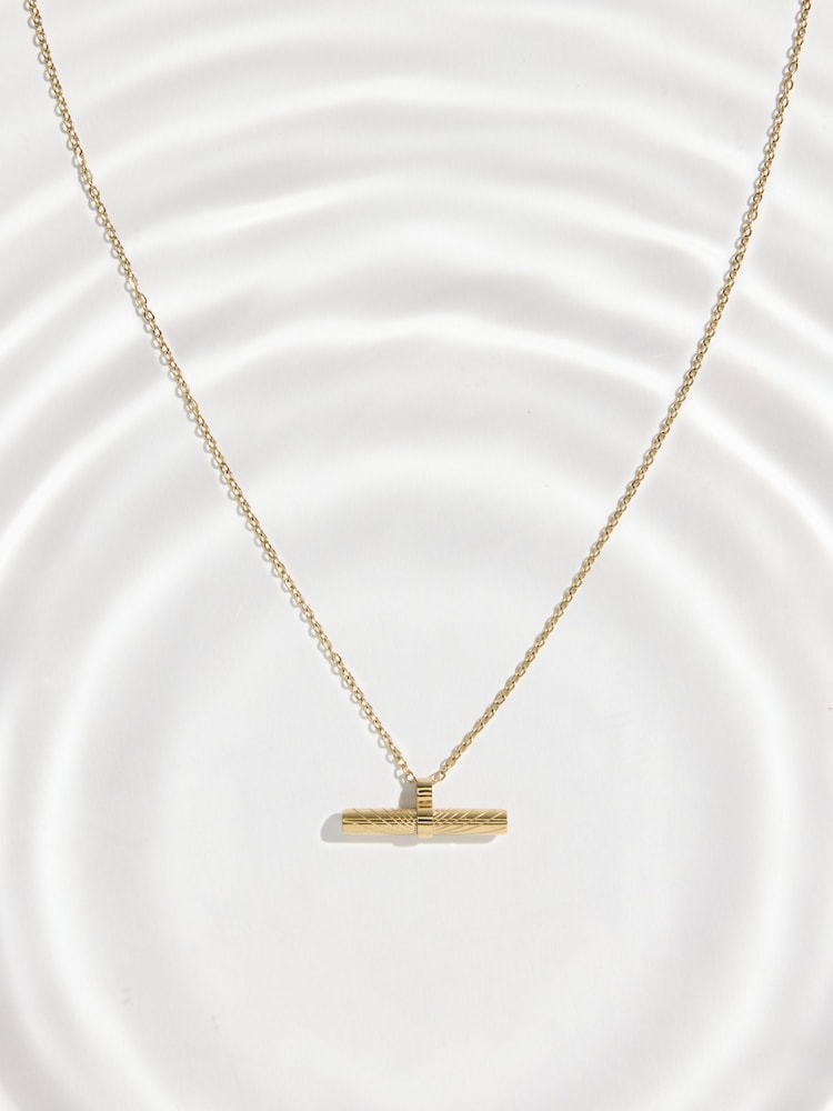 Gold Tone Waterproof Stainless Steel Dainty T-Bar Necklace - Image 1 of 4